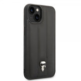 Karl Lagerfeld iPhone 14 Suojakuori Tikattu Nylon Puffy Case Ikonik Pin Musta