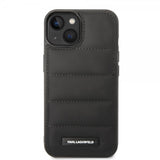 Karl Lagerfeld iPhone 14 -kuori Quilted Nylon Puffy Case Logo Plate Musta