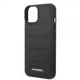 Karl Lagerfeld iPhone 14 -kuori Quilted Nylon Puffy Case Logo Plate Musta