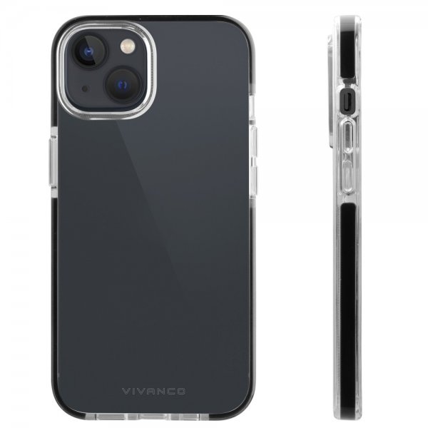 Vivanco iPhone 14 -kuori Rock Solid, musta läpinäkyvä