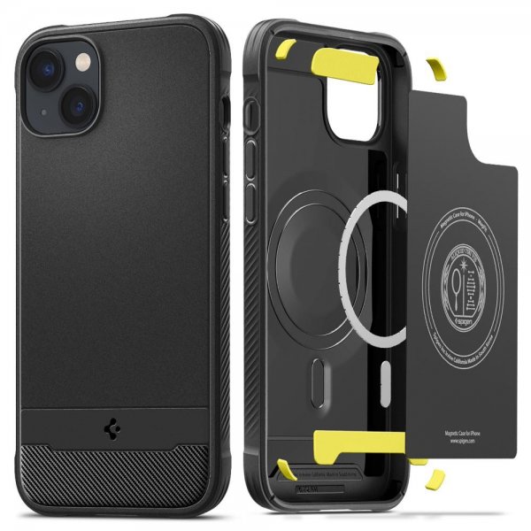 Spigen iPhone 14 -suojakuori Rugged Armor MagFit Matte Black