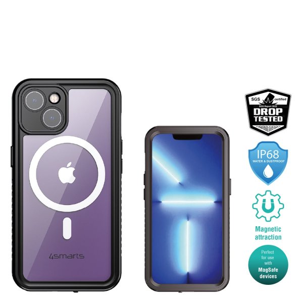 4smarts iPhone 14 -suojakuori, Rugged Case, vahva MagSafe, musta