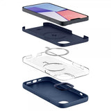 Spigen iPhone 14 -suojakuori Silicone Fit MagFit Navy Blue