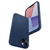 Spigen iPhone 14 -suojakuori Silicone Fit MagFit Navy Blue