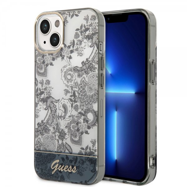 Guess iPhone 14 -suojakuori Toile de Jouy Harmaa