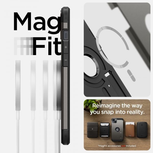Spigen iPhone 14 -suojakotelo Tough Armor MagFit Gunmetal