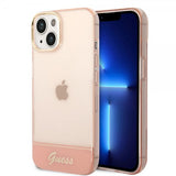 Guess iPhone 14 -läpinäkyvä kuori, vaaleanpunainen