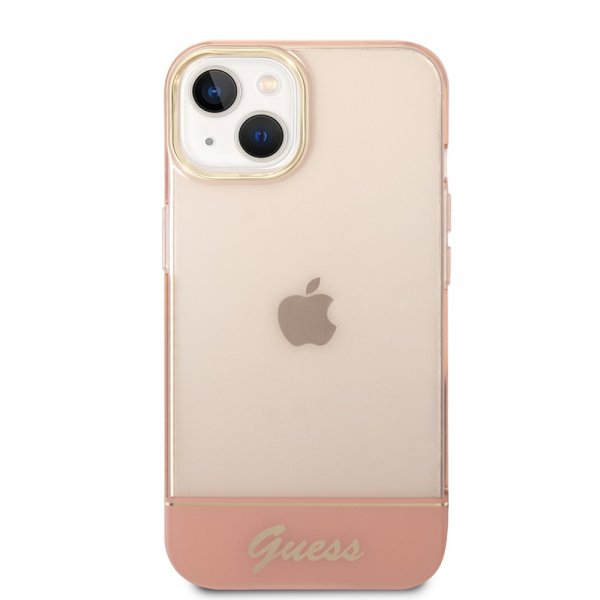 Guess iPhone 14 -läpinäkyvä kuori, vaaleanpunainen