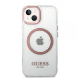 Guess iPhone 14 Kuori Läpinäkyvä MagSafe Vaaleanpunainen Läpinäkyvä