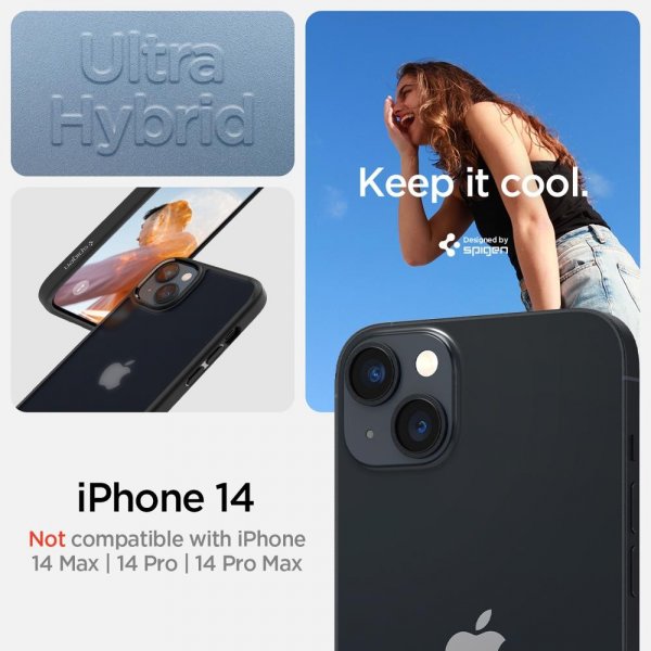 Spigen iPhone 14 -suojakuori Ultra Hybrid Frost Black