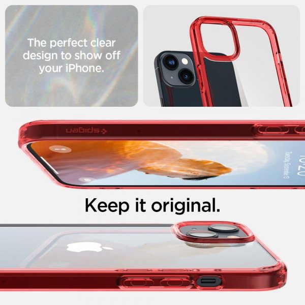 Spigen iPhone 14 Ultra Hybrid -suojakuori, punainen läpinäkyvä
