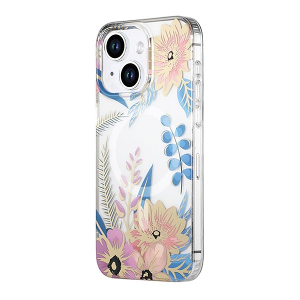 iPhone 14 Plus/iPhone 15 Plus Kuori Kukkakuvio MagSafe Pinkki Sininen