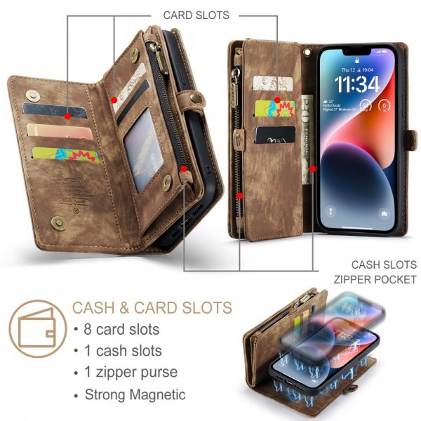 CaseMe iPhone 15 -kotelo 008 Series, irrotettava kuori, ruskea