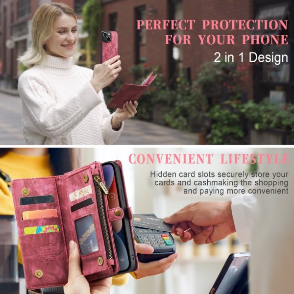 CaseMe iPhone 15 Kotelo 008 Series Irrotettava Kuori Punainen