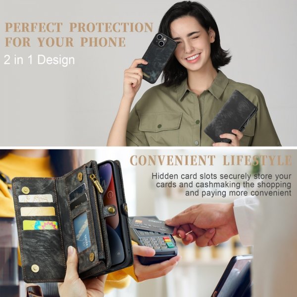 CaseMe iPhone 15 Fodral 008 Series Irrotettava Kuori Musta