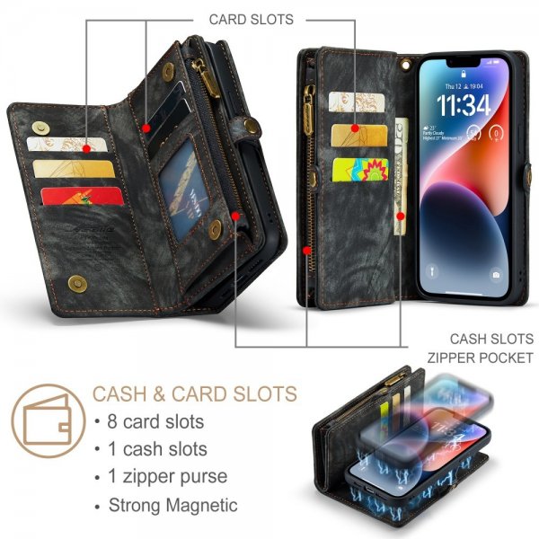 CaseMe iPhone 15 Fodral 008 Series Irrotettava Kuori Musta