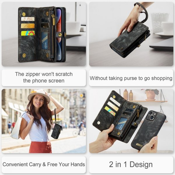 CaseMe iPhone 15 Fodral 008 Series Irrotettava Kuori Musta
