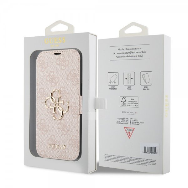 Guess iPhone 15 -kotelo 4G Logo Pinkki