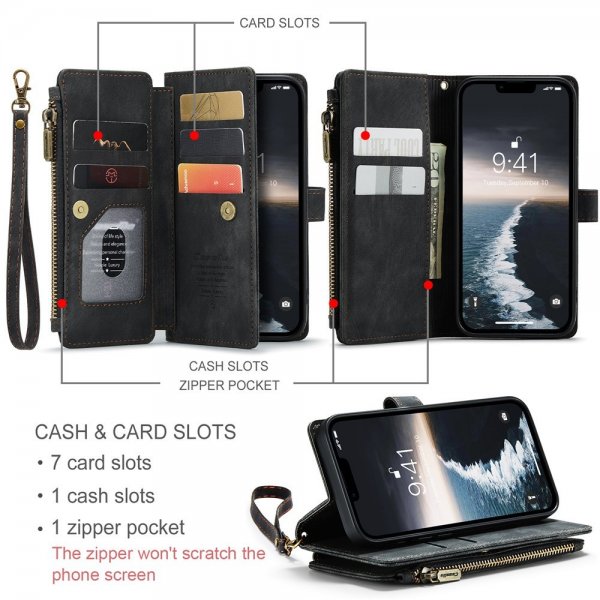 CaseMe iPhone 15 Kotelo C30 Series Musta