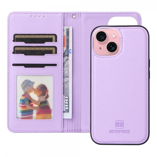 Betopnice iPhone 15 -kotelo irrotettavalla kuorella 005 Violetti