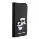 Karl Lagerfeld iPhone 15 -kotelo NFT Karl & Choupette Patch Saffiano Musta