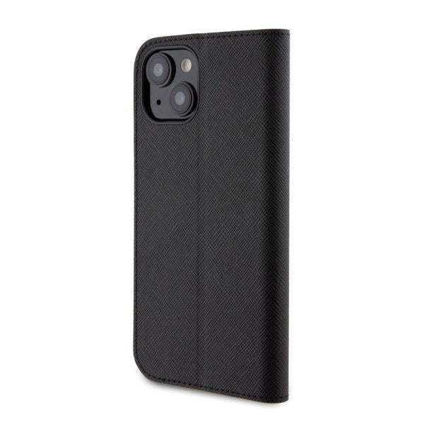 Karl Lagerfeld iPhone 15 -kotelo NFT Karl & Choupette Patch Saffiano Musta