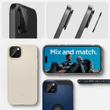 Spigen iPhone 14/15/14 Plus/15 Plus Kameran suojalasi.tR Optik Musta 2 kpl