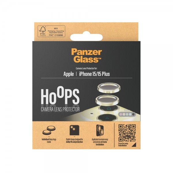 PanzerGlass iPhone 15/iPhone 15 Plus kamerasuojat Hoops keltainen