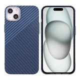 iPhone 15 Kuori Hiilikuitukuvio Sininen Harmaa