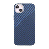 iPhone 15 Kuori Hiilikuitukuvio Sininen Harmaa