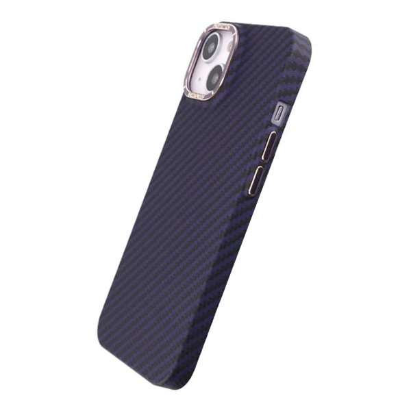 iPhone 15 -kuori, hiilikuitukuvio, violetti