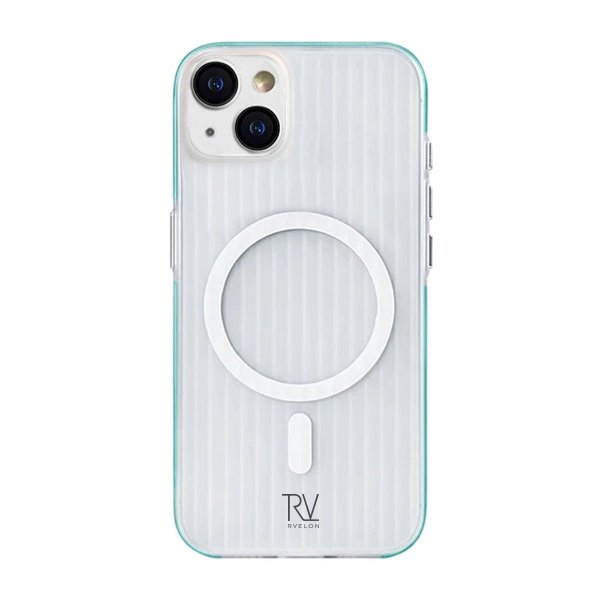 Rvelon iPhone 15 -kuori aaltoilevalla MagSafe-pinnalla, sininen