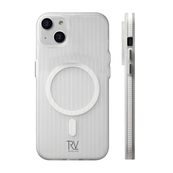 Rvelon iPhone 15 -kuori aaltoilevalla MagSafe-tekniikalla, valkoinen