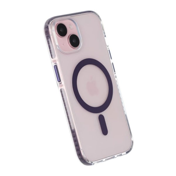 iPhone 15 -iskunkestävä MagSafe-kuori, violetti