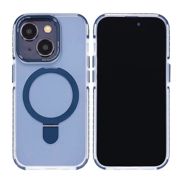 iPhone 15 -kuori MagSafella, taitettava, jalustalla, sininen