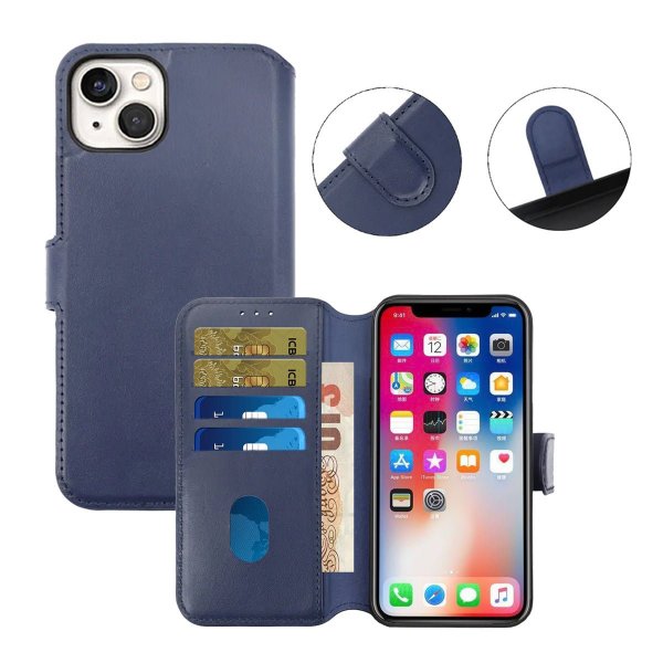 Rvelon iPhone 15 Kotelo Aitoa Nahkaa Sininen