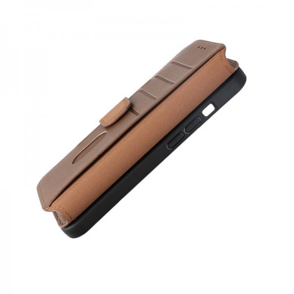 Rvelon iPhone 15 -kotelo, aitoa nahkaa, ruskea