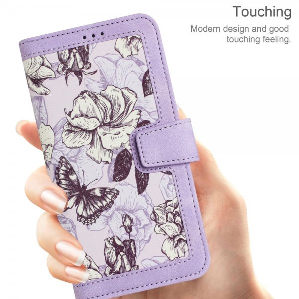 iPhone 15 Plus Suojakuori Kukkakuvio Violetti