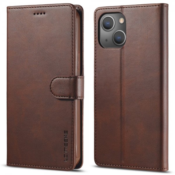 Lc.Imeeke iPhone 15 Plus -kotelo korttipaikalla ja jalustatoiminnolla, tummanruskea