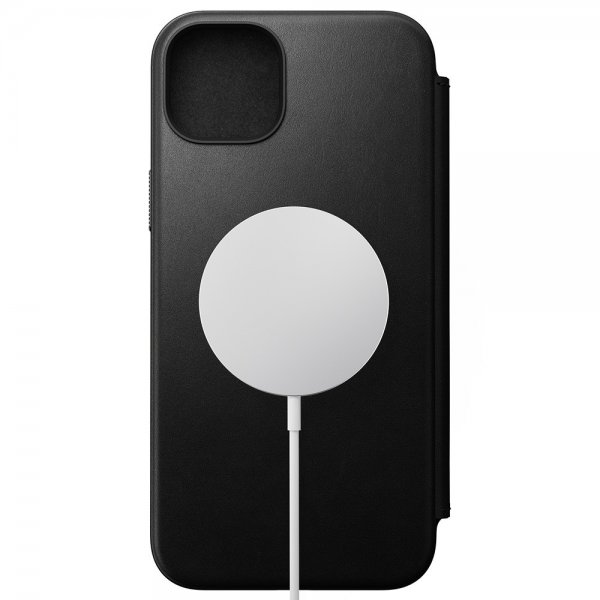 Nomad iPhone 15 Plus Modern Leather Folio -suojakotelo, musta