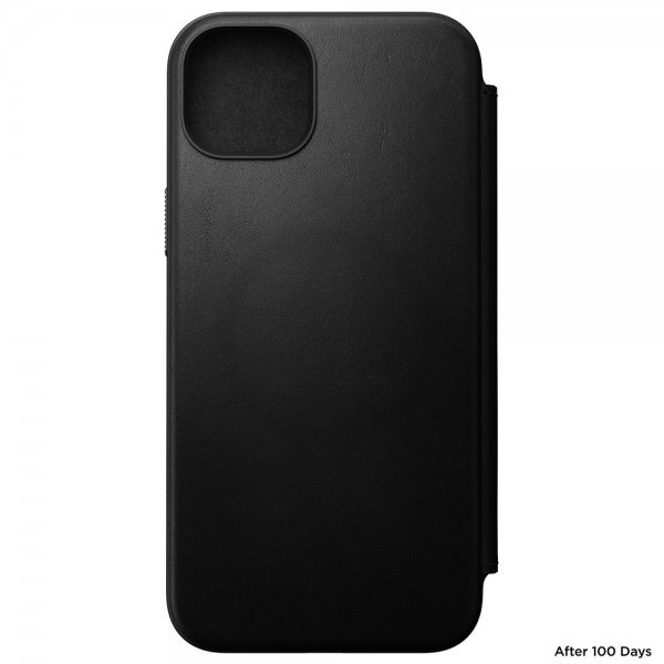 Nomad iPhone 15 Plus Modern Leather Folio -suojakotelo, musta