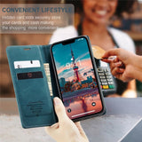 CaseMe iPhone 15 Plus Retro Flip Bensiininsininen Kotelo