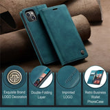 CaseMe iPhone 15 Plus Retro Flip Bensiininsininen Kotelo