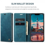 CaseMe iPhone 15 Plus Retro Flip Bensiininsininen Kotelo