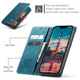 CaseMe iPhone 15 Plus Retro Flip Bensiininsininen Kotelo