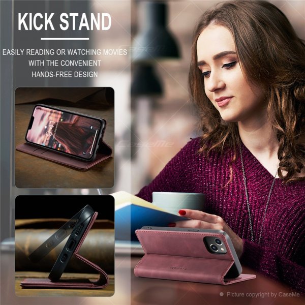 CaseMe iPhone 15 Plus Retro Flip Punainen