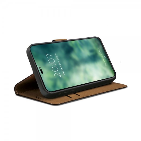 Xqisit iPhone 15 Plus -kotelo, Slim Wallet Selection, musta
