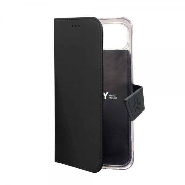 Celly iPhone 15 Plus Suojakotelo Wally Wallet Case Musta