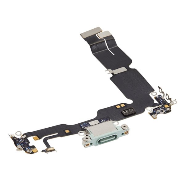 iPhone 15 Plus latausliitin joustokaapelilla - vihreä