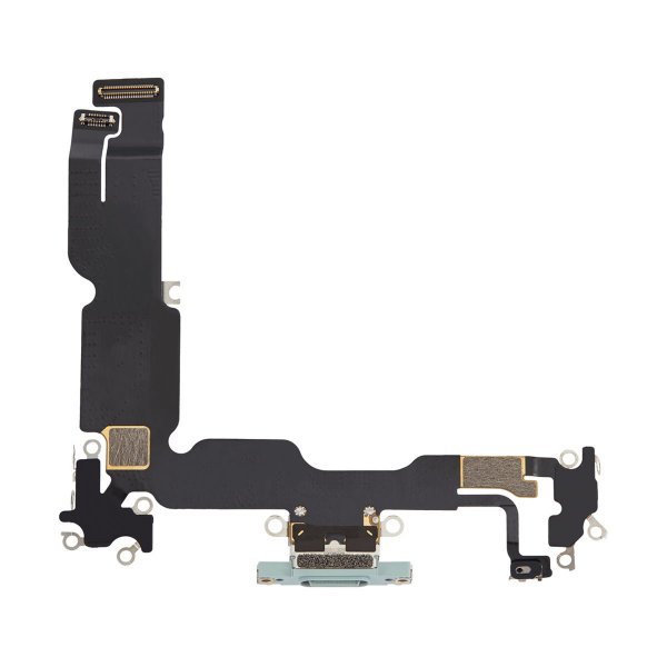 iPhone 15 Plus latausliitin joustokaapelilla - vihreä
